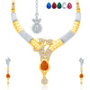 Sukkhi Sublime Gold & Rhodium Plated AD Necklace Set with Set of 5 Changeable Stone For Women-1