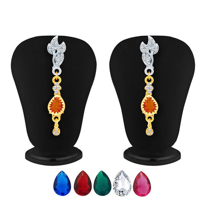 Sukkhi Sublime Gold & Rhodium Plated AD Necklace Set with Set of 5 Changeable Stone For Women-4