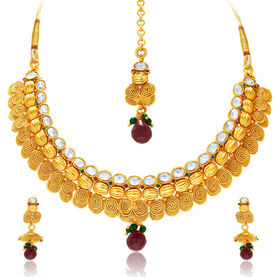 Sukkhi Divine Jalebi Design Gold Plated Necklace Set For Women-1