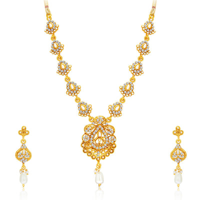 Sukkhi Sparkling Gold Plated AD Set of 2 Necklace Set Combo For Women-3