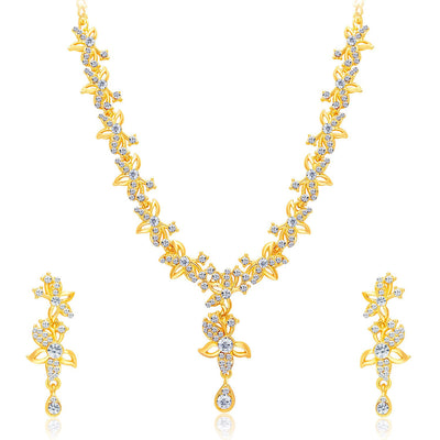 Sukkhi Alluring Gold Plated AD Set of 3 Necklace Set Combo For Women-3