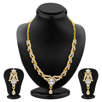 Sukkhi Alluring Gold Plated AD Set of 3 Necklace Set Combo For Women-4