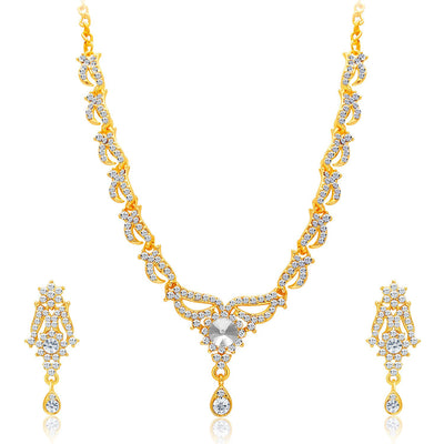Sukkhi Alluring Gold Plated AD Set of 3 Necklace Set Combo For Women-5