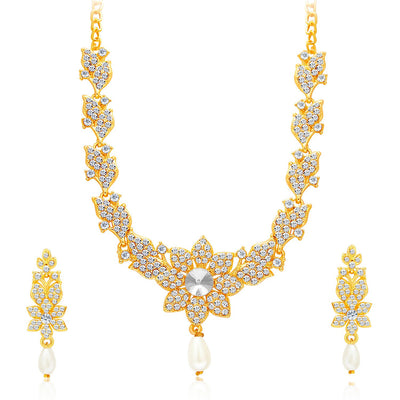 Sukkhi Sparkling Gold Plated AD Set of 2 Necklace Set Combo For Women-5