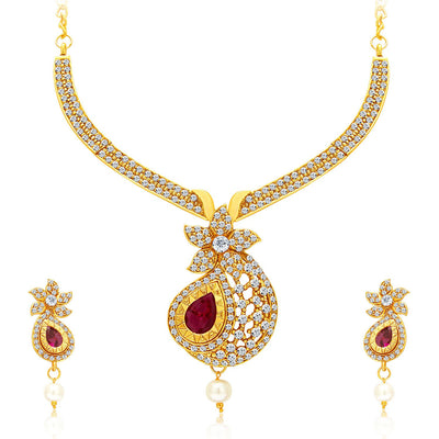 Sukkhi Brilliant Necklace Set Detachable to Pendant Set with Chain and Set of 5 Changeable Stone For Women-3