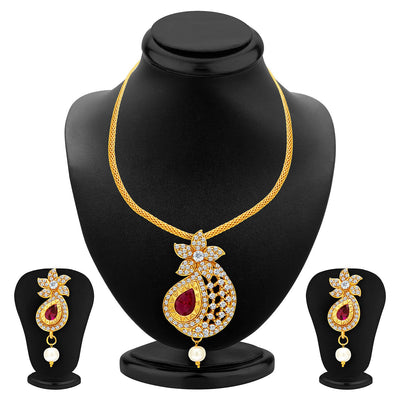 Sukkhi Brilliant Necklace Set Detachable to Pendant Set with Chain and Set of 5 Changeable Stone For Women-4