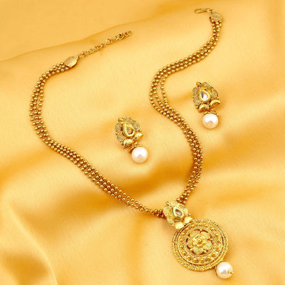 Sukkhi Graceful Gold Plated Kundan Necklace Set For Women