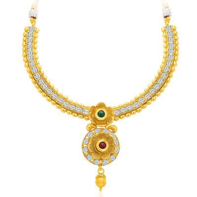 Sukkhi Wavy Gold Plated AD Necklace Set For Women-3