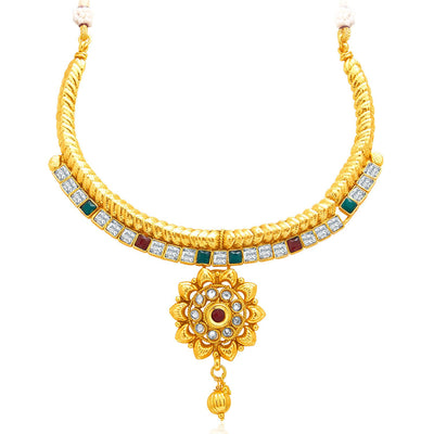 Sukkhi Charming Gold Plated AD Necklace Set For Women-3