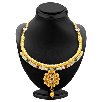 Sukkhi Charming Gold Plated AD Necklace Set For Women-2