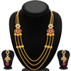 Sukkhi Exquisite Three Strings Gold Plated AD Necklace Set For Women
