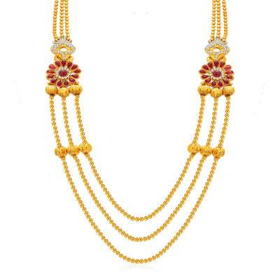 Sukkhi Exquisite Three Strings Gold Plated AD Necklace Set For Women-3