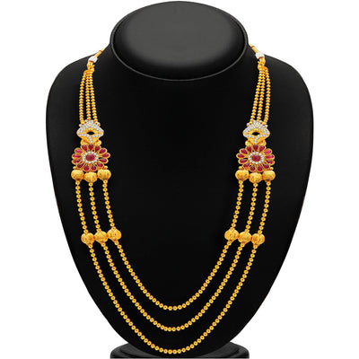 Sukkhi Exquisite Three Strings Gold Plated AD Necklace Set For Women-2