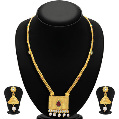 Sukkhi Shimmering Gold & Rhodium Plated AD Necklace Set For Women
