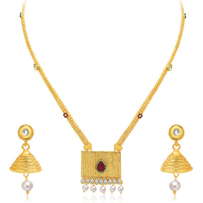 Sukkhi Shimmering Gold & Rhodium Plated AD Necklace Set For Women-1
