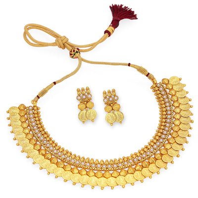 Sukkhi Astonish Gold Plated Temple Jewellery Coin Necklace Set For Women-6