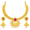 Sukkhi Ritzy Invisible Setting Gold Plated American Diamond Necklace Set For Women