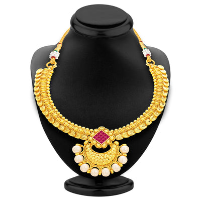 Sukkhi Ritzy Invisible Setting Gold Plated American Diamond Necklace Set For Women-3