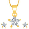 Pissara Glimmery Gold Plated CZ Pendant Set For Women