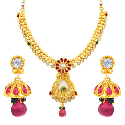 Sukkhi Wavy Gold Plated Necklace Set For Women