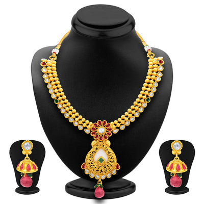 Sukkhi Wavy Gold Plated Necklace Set For Women-1