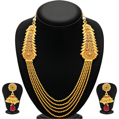 Sukkhi Graceful Four String Gold Plated Necklace Set For Women-1