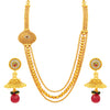 Sukkhi Intricately Three String Jalebi Gold Plated Necklace Set For Women