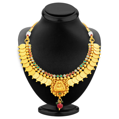 Sukkhi Blossomy Laxmi Temple Coin Gold Plated Necklace Set For Women-3