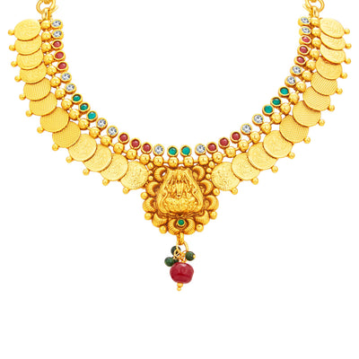 Sukkhi Blossomy Laxmi Temple Coin Gold Plated Necklace Set For Women-2