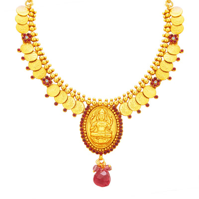 Sukkhi Appealing Laxmi Temple Coin Gold Plated Necklace Set For Women-2