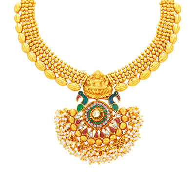 Sukkhi Incredible Laxmi Peacock Laxmi Temple Gold Plated Necklace Set For Women-2