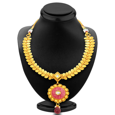 Sukkhi Beguiling Gold Plated Kundan Necklace Set For Women-3