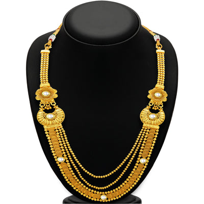 Sukkhi Glimmery Three String Jalebi Gold Plated Kundan Necklace Set For Women-3