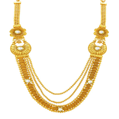 Sukkhi Glimmery Three String Jalebi Gold Plated Kundan Necklace Set For Women-2
