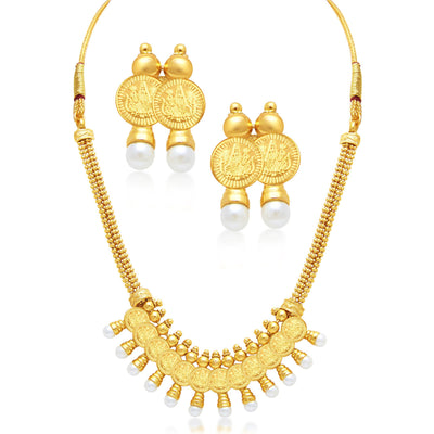 Sukkhi Exquitely Laxmi Coin Temple Gold Plated Set of 3 Necklace Set Combo For Women-2