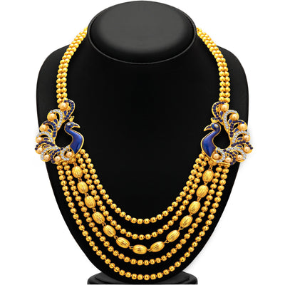Sukkhi Graceful Five String Peacock Gold Plated Necklace Set For Women-3