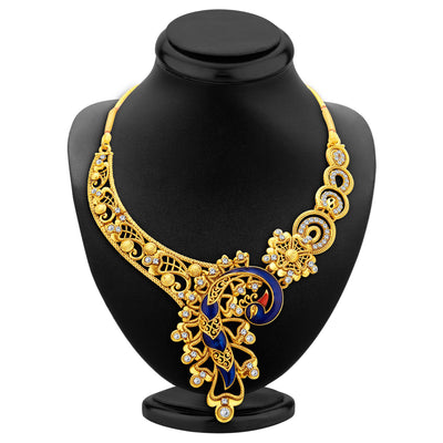 Sukkhi Appealing Peacock Gold Plated AD Necklace Set For Women-3