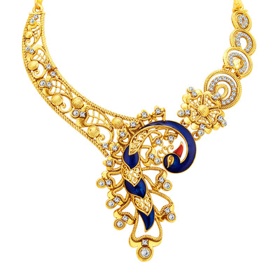 Sukkhi Appealing Peacock Gold Plated AD Necklace Set For Women-2