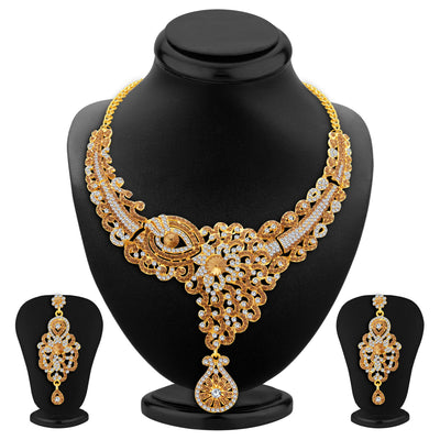 Sukkhi Glorious LCT Stone Gold Plated AD Necklace Set For Women