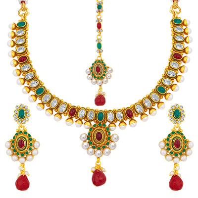 Sukkhi Fine Gold Plated American Diamond Necklace Set For Women