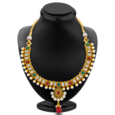 Sukkhi Fine Gold Plated American Diamond Necklace Set For Women-3