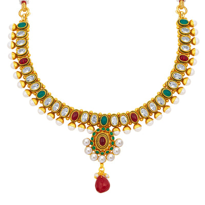 Sukkhi Fine Gold Plated American Diamond Necklace Set For Women-2