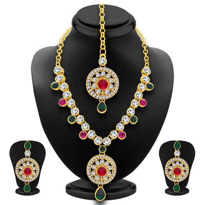 Sukkhi Sublime Gold Plated AD Necklace Set For Women