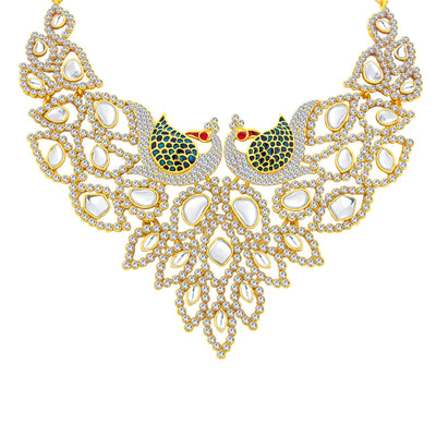 Sukkhi Sleek Peacock Gold Plated AD Necklace Set For Women-2