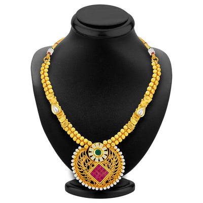 Sukkhi Elegant Invisible Setting Gold Plated American Diamond Necklace Set For Women-3