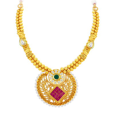 Sukkhi Elegant Invisible Setting Gold Plated American Diamond Necklace Set For Women-2