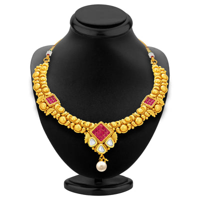 Sukkhi Exotic Invisible Setting Gold Plated American Diamond Necklace Set For Women-3