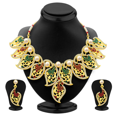 Sukkhi Intricately Gold Plated AD Necklace Set For Women