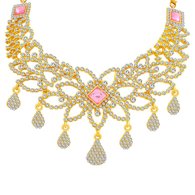 Sukkhi Shimmering Gold Plated AD Necklace Set For Women-3