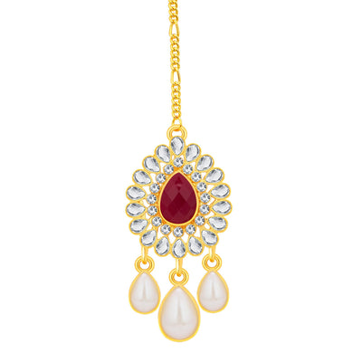 Sukkhi Fancy Gold Plated AD Necklace Set For Women-7